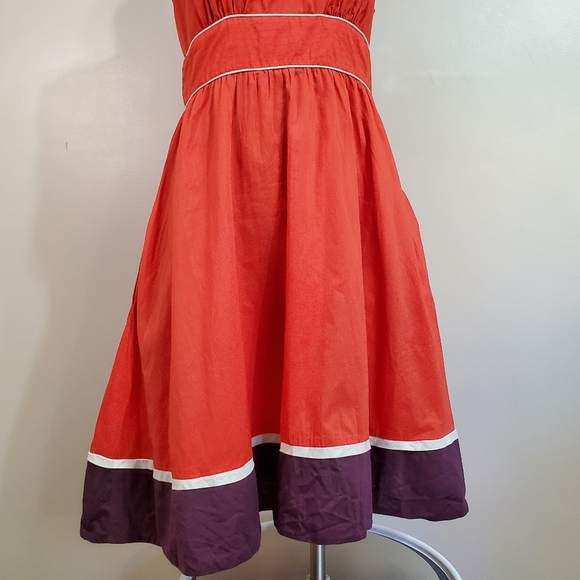 Anthropologie x Floreat Red with Purple A Line Dress Size 8 - Picture 5 of 15